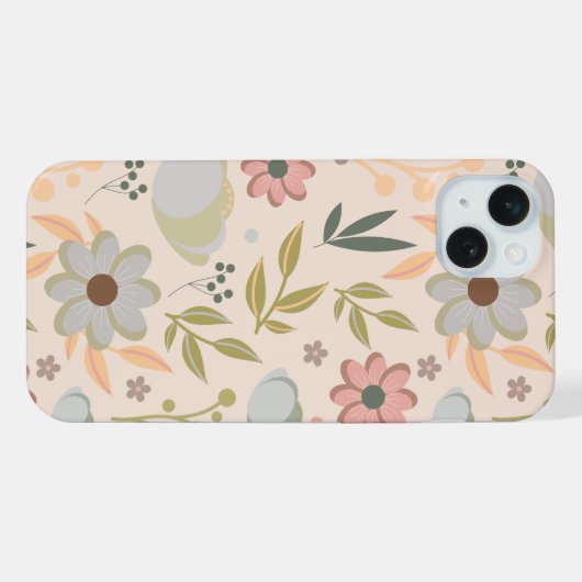 Pastel Floral Pattern– Soft Aesthetic Flower iPhone Hülle (Rückseite (Horizontal))