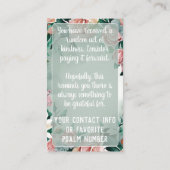 Pastel Floral Pay it Forward Random Act Kindness Visitenkarte (Rückseite)