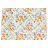 Pastel Floral Peach Lavender Sage Chevron Birthday Große Geschenktüte (Rückseite)
