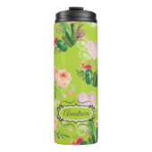 Pastel Floral Personalisiert Cactus Thermosbecher (Vorderseite)
