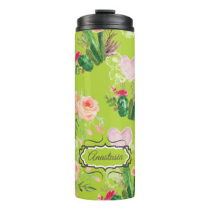 Pastel Floral Personalisiert Cactus Thermosbecher