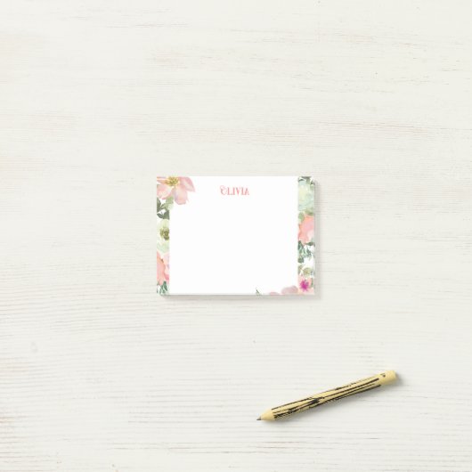 Pastel Floral Personalisiert Post-it Klebezettel (Auf Schreibtisch)
