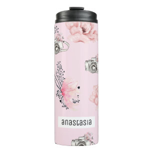 Pastel Floral Personalisierte Rose Thermosbecher