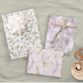 Pastel Floral Pink Lavender Elegante Bridal Weddin Geschenkpapier Set