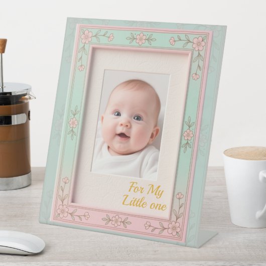 Pastel Floral Pink Mint Picture Frame Sockelschild (In Situ)