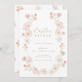 Pastel Floral Pink Pfirsichpfirsich Einladung (Vorne/Hinten)