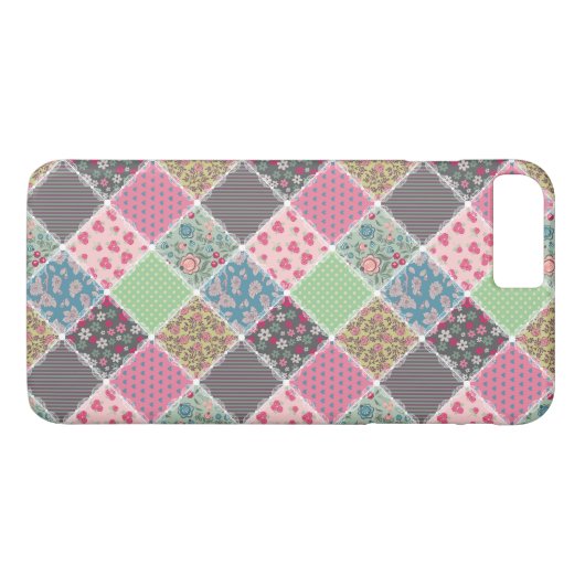 Pastel Floral Quilt Square Case-Mate iPhone Hülle (Rückseite (Horizontal))
