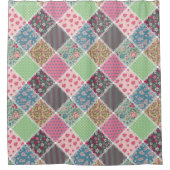 Pastel Floral Quilt Square Duschvorhang (Vorderseite)