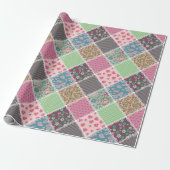 Pastel Floral Quilt Square Geschenkpapier (Ungerollt)