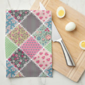 Pastel Floral Quilt Square Geschirrtuch (Viertel Falte)