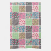 Pastel Floral Quilt Square Geschirrtuch (Vertikal)