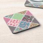 Pastel Floral Quilt Square Getränkeuntersetzer (Linke Seite)