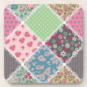 Pastel Floral Quilt Square Getränkeuntersetzer (Vorderseite)