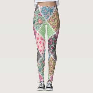 Pastel Floral Quilt Square Leggings