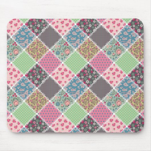 Pastel Floral Quilt Square Mousepad (Vorne)