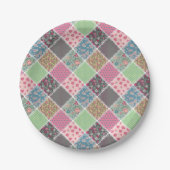 Pastel Floral Quilt Square Pappteller (Vorderseite)