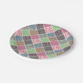 Pastel Floral Quilt Square Pappteller (Schrägansicht)