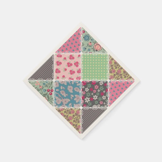 Pastel Floral Quilt Square Serviette (Ecke)