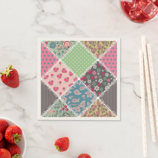 Pastel Floral Quilt Square Serviette (Beispiel)