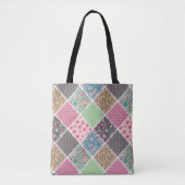 Pastel Floral Quilt Square Tasche (Vorderseite)