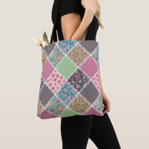Pastel Floral Quilt Square Tasche