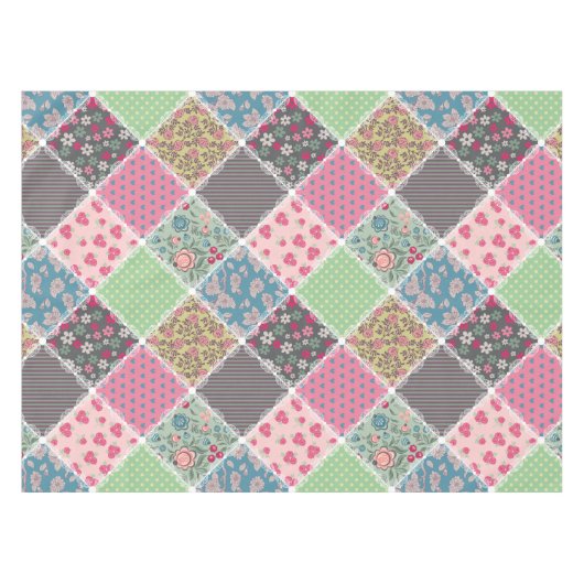 Pastel Floral Quilt Square Tischdecke (Vorderseite (Horizontal))