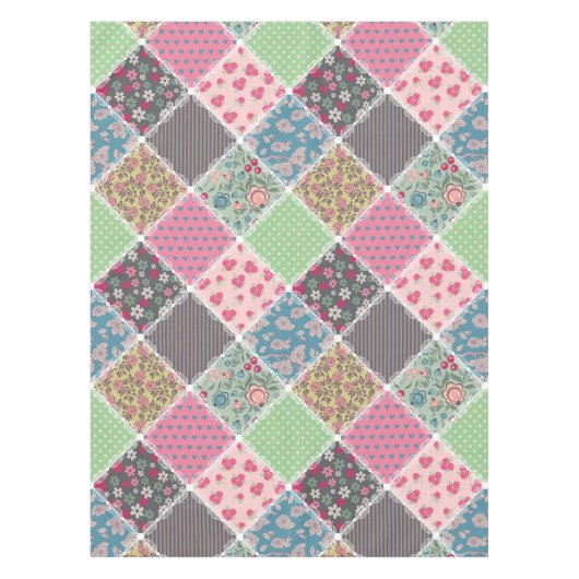 Pastel Floral Quilt Square Tischdecke (Vorderseite)