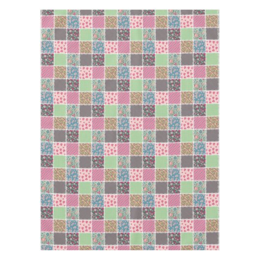 Pastel Floral Quilt Square Tischdecke (Vorderseite)