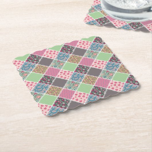Pastel Floral Quilt Square Untersetzer (angewinkelt)