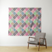 Pastel Floral Quilt Square Wandteppich (Beispiel (Horizontal))