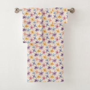 Pastel Floral Retro Hippie Blume Badhandtuch Set