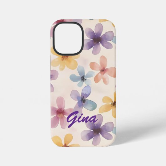 Pastel Floral Retro Hippie Blume iPhone Hülle (Rückseite)