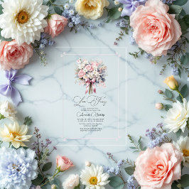 Pastel Floral Romantische Liebe Extravagantes Brau Acryleinladungen