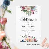 Pastel Floral Rose Gold Quinceañera Faltprogramm
