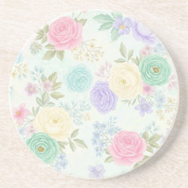 Pastel Floral Sandstone Untersetzer