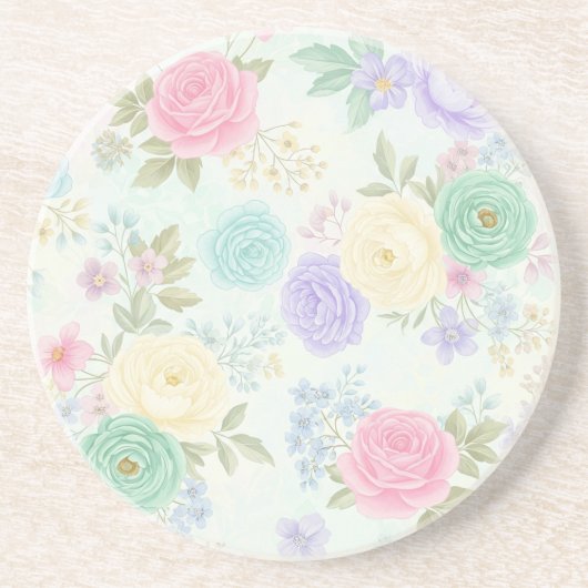 Pastel Floral Sandstone Untersetzer (Vorne)
