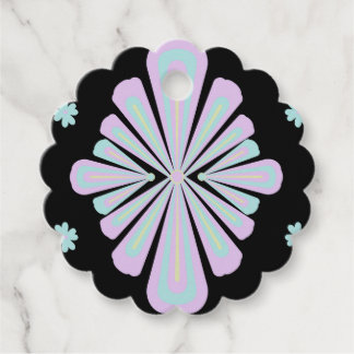 Pastel floral shapes on a black background geschenkanhänger