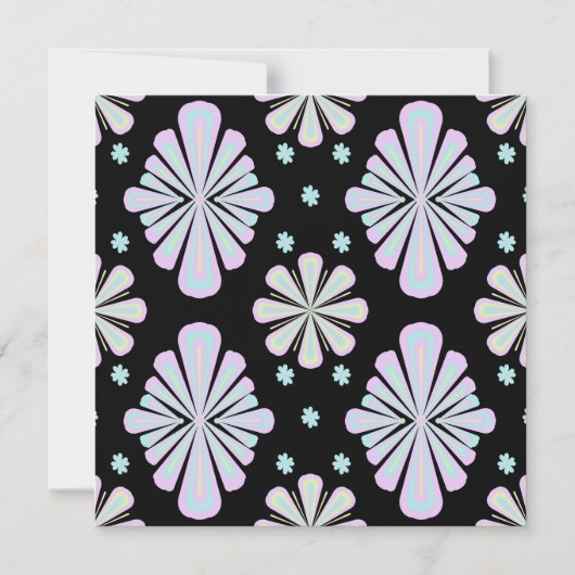 Pastel floral shapes on a black background magneteinladung (Vorderseite)