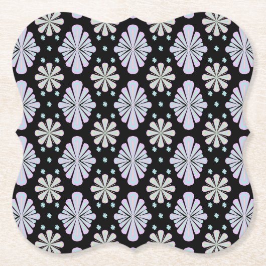 Pastel floral shapes on a black background untersetzer (Vorderseite)