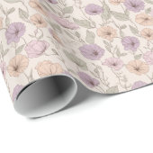 Pastel Floral Sketch Geschenkpapier (Rolleneckpunkt)