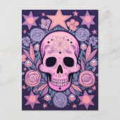 Pastel Floral Skull Art Postkarte (Vorderseite)