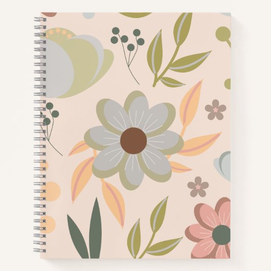 Pastel Floral Spiral Notebook - Minimalistisch Sty Notizblock (Vorderseite)