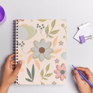 Pastel Floral Spiral Notebook - Minimalistisch Sty Notizblock
