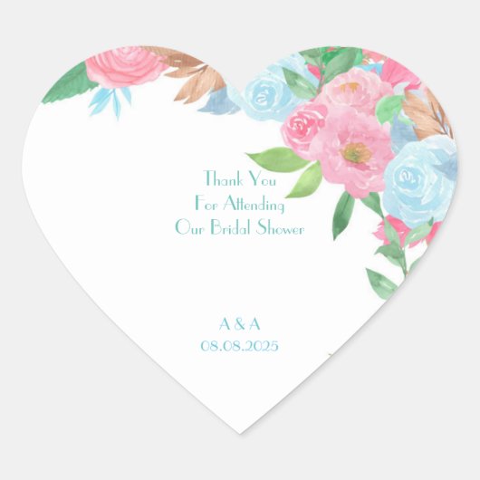 PASTEL FLORAL SPRING SUMMER  Herz-Aufkleber (Vorderseite)