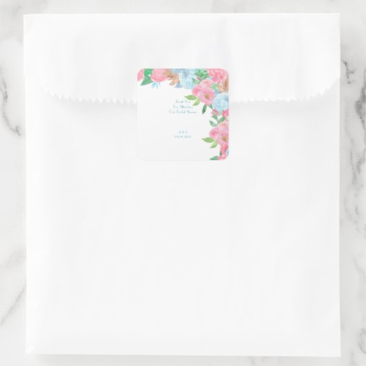 PASTEL FLORAL SPRING SUMMER  QUADRATISCHER AUFKLEBER (Tasche)