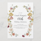 Pastel Floral Swag Vintage 60th Birthday  Einladung (Vorderseite)