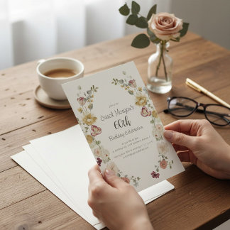 Pastel Floral Swag Vintage 60th Birthday  Einladung