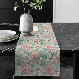 Pastel Floral Table Runner in Rokoko Fashion Großer Tischläufer