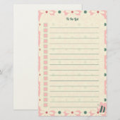 Pastel Floral To Do List Planner Design Briefpapier (Vorne/Hinten)