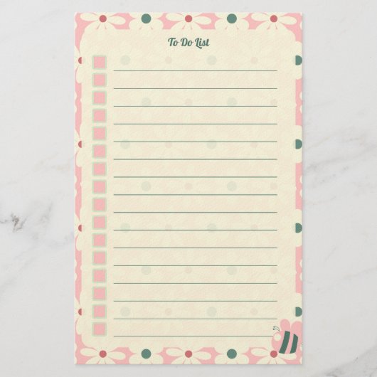Pastel Floral To Do List Planner Design Briefpapier (Vorderseite)